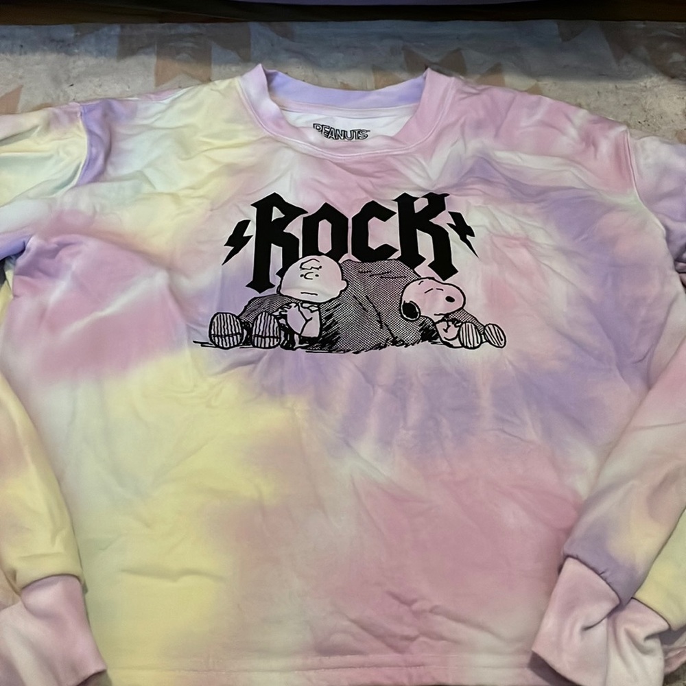 Pink yellow and purple tye dye cropped sweatshirt